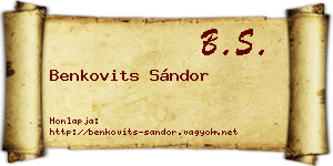 Benkovits Sándor névjegykártya