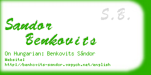 sandor benkovits business card